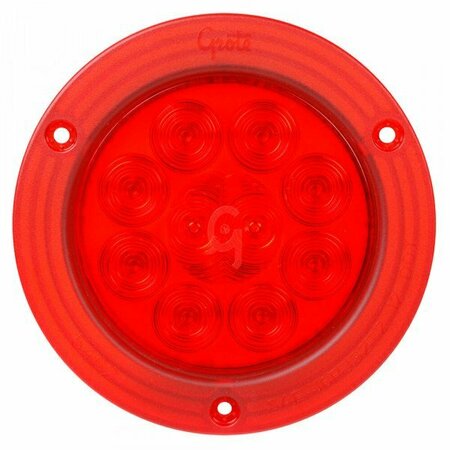 GROTE Lamp, Led S/T/T, Supernova 4 In. 10-Diode Pattern, Red, Integrated Flange W/ Gasket, Male Pin 54622